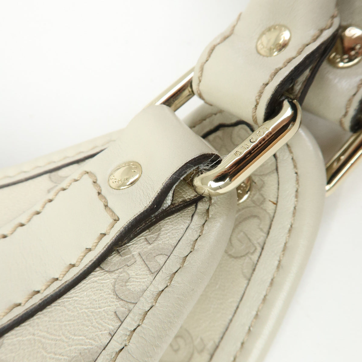 GUCCI Jackie Guccissima Leather Shoulder Bag Hand Bag Ivory 203494