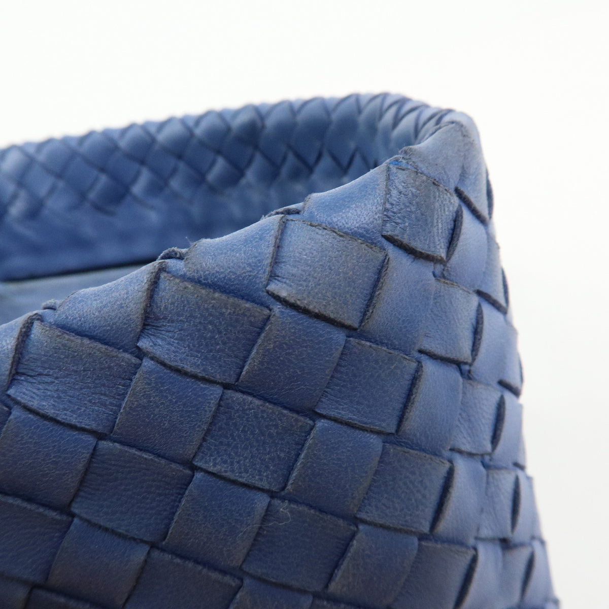 BOTTEGA VENETA Intrecciato Leather Tote Bag Hand Bag Blue V00A2