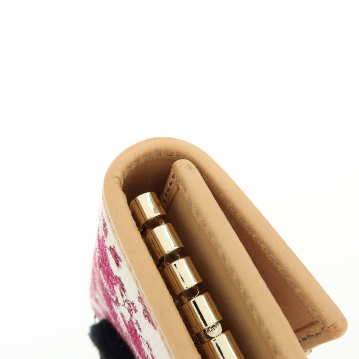 GUCCI Flora Canvas Leather 6 Ring Key Case Flower White Pink 127048