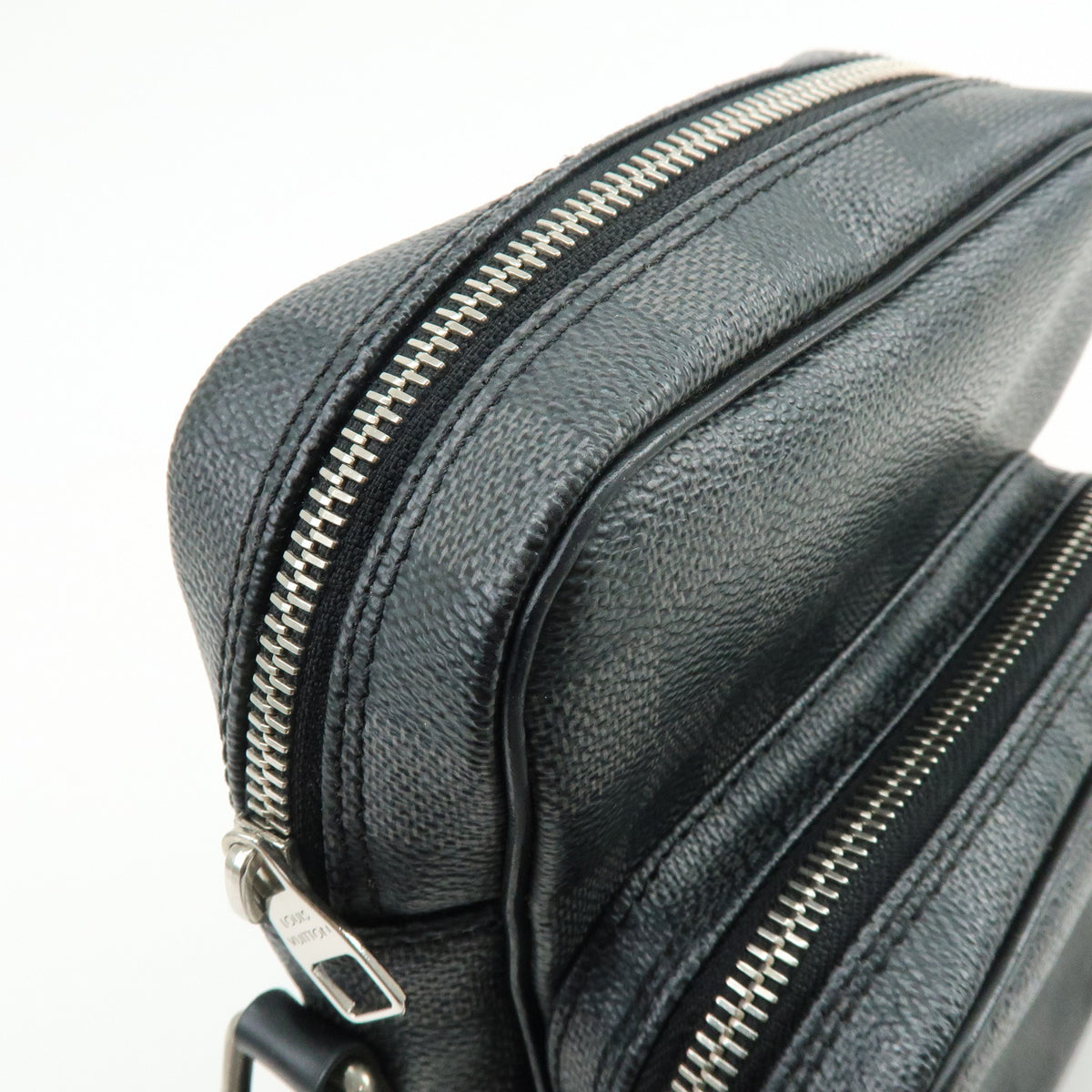 Louis Vuitton Damier Graphite Rem Leather Shoulder Bag Black N41446