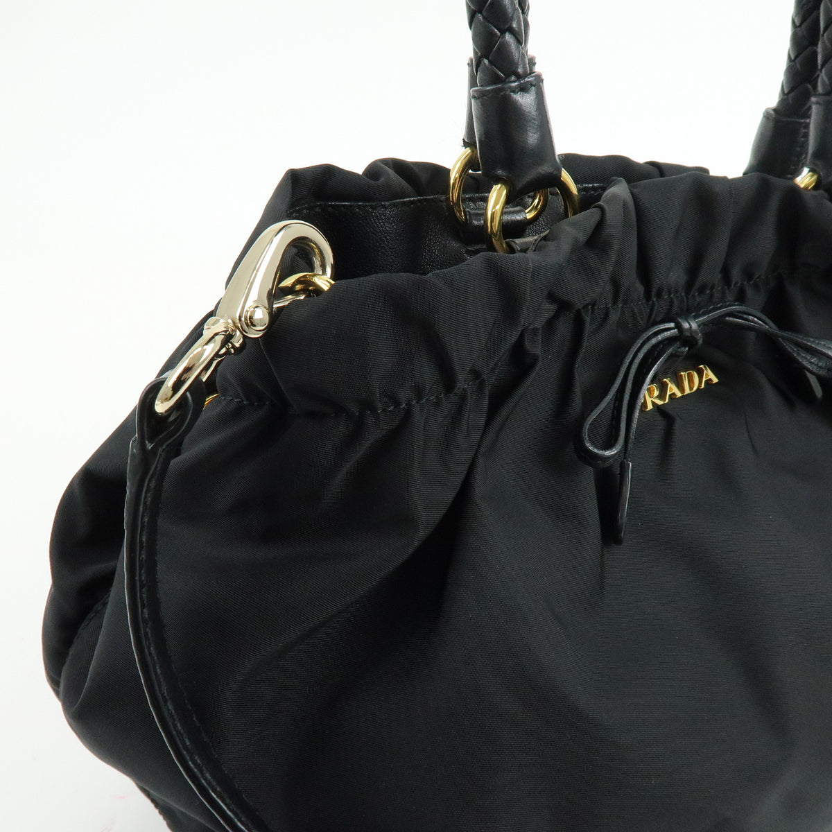 PRADA Nylon Leather 2Way Bag Hand Bag Shoulder Bag Black BN1930