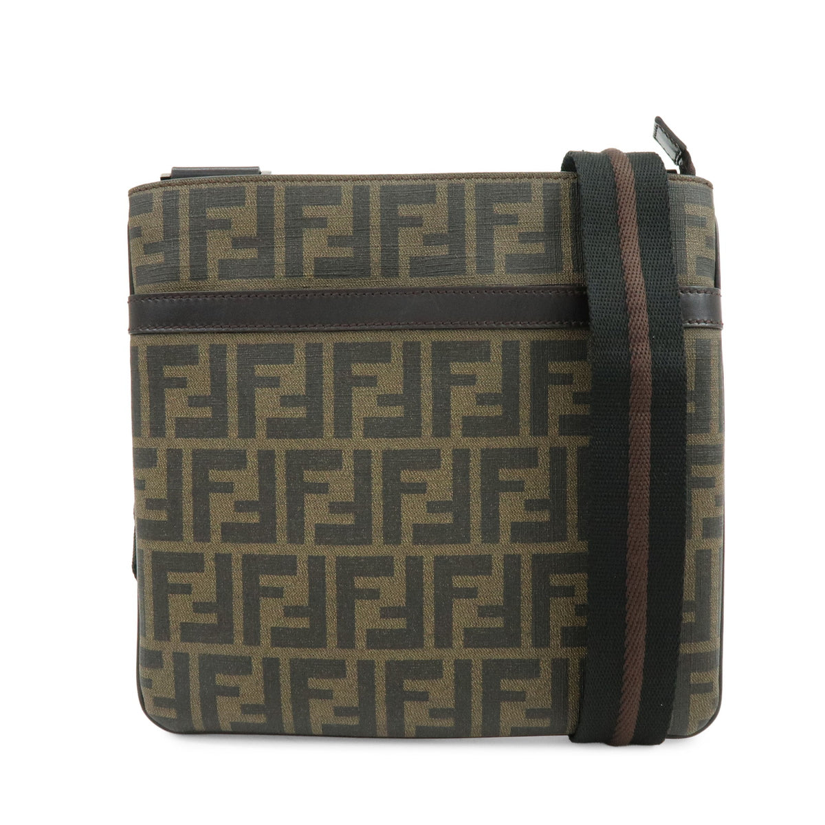 FENDI Zucca PVC Coated Canvas Leather Shoulder Bag Brown 7VA348