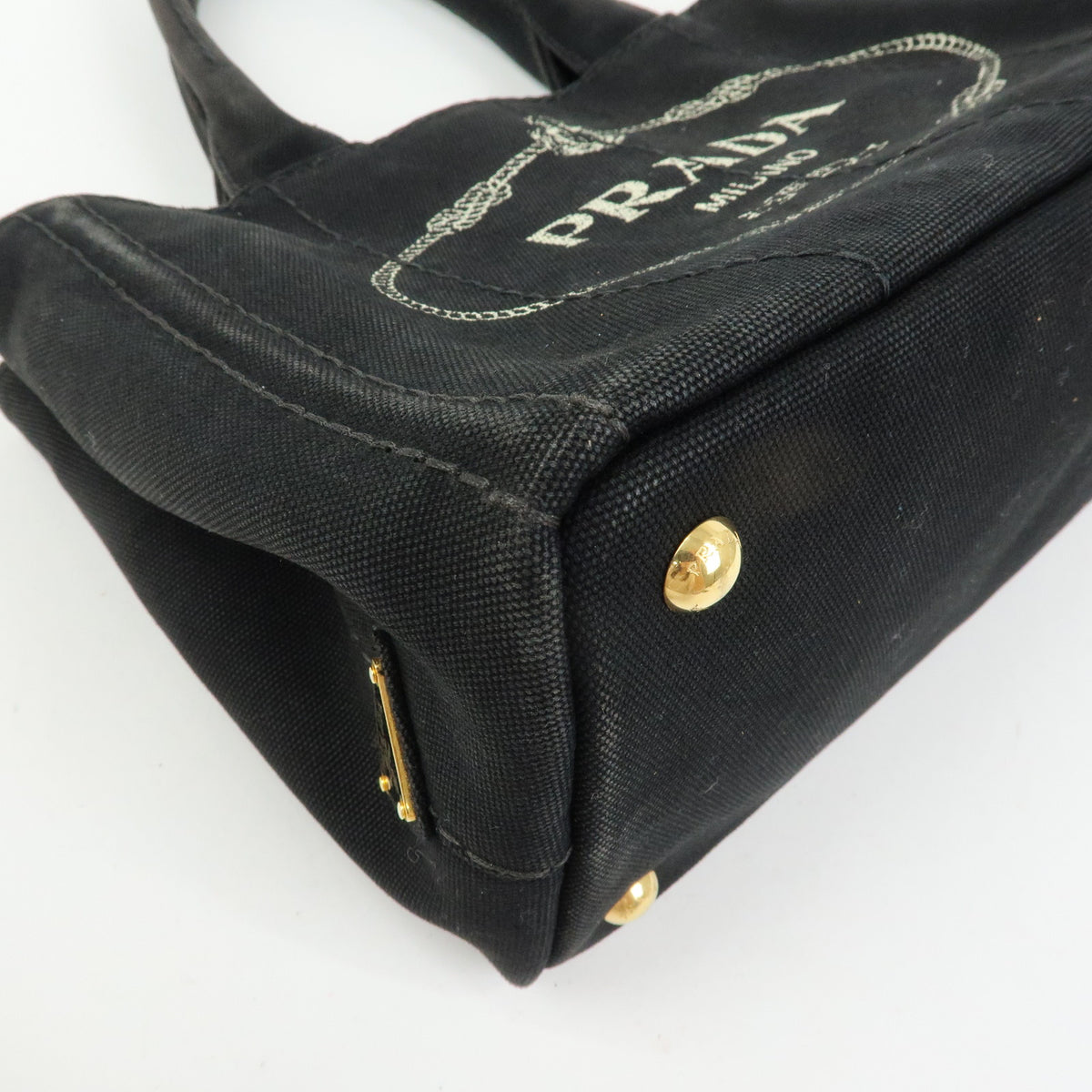 PRADA Triangle Logo Canapa Mini 2Way Bag Hand Shoulder Bag Black B2439G