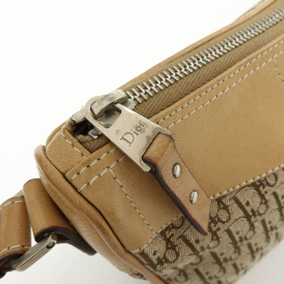 Christian Dior Street Chic Trotter Jaquard Canvas Leather Shoulder Bag