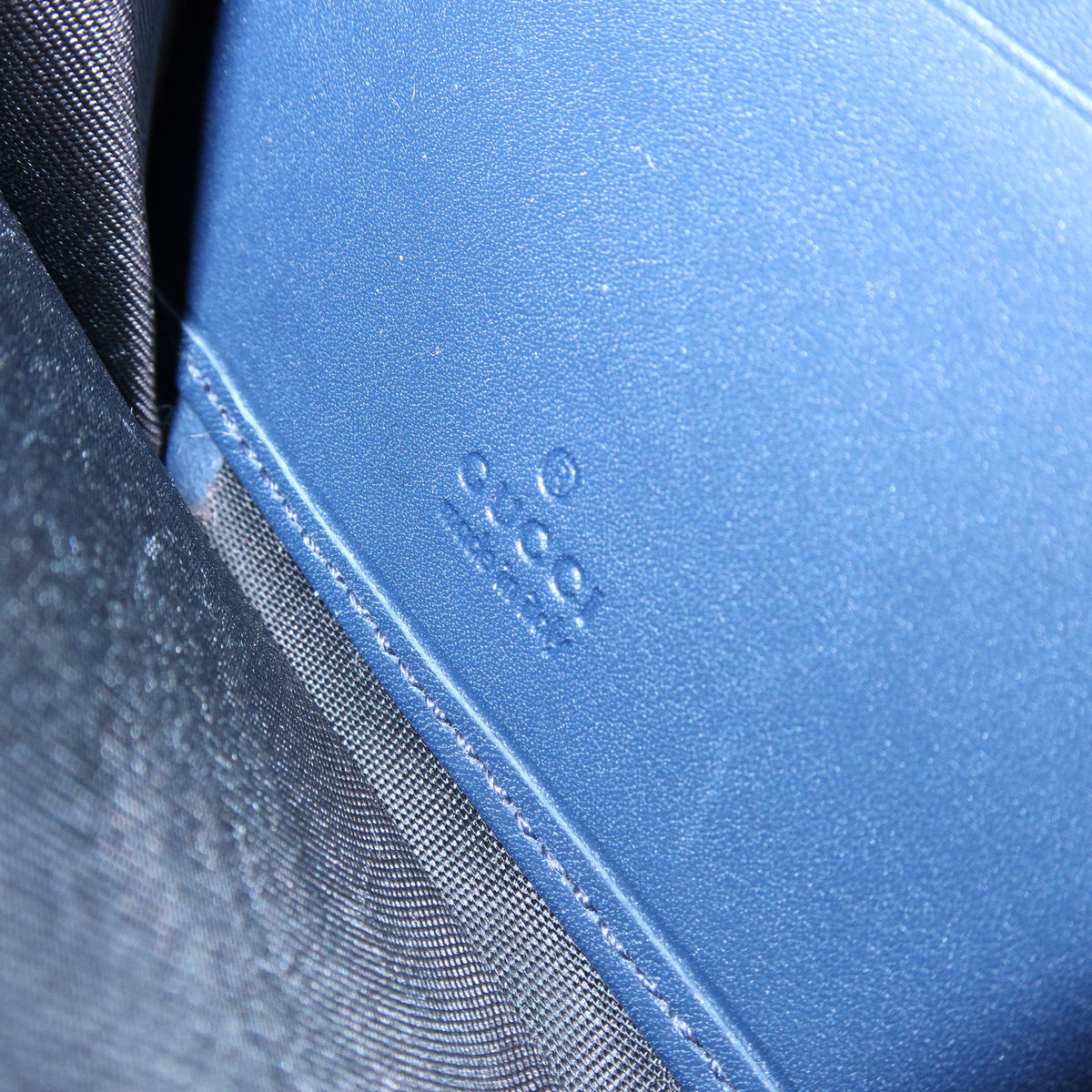 GUCCI GG Marmont Double G Denim Leather Round Zippy Wallet Blue 443123