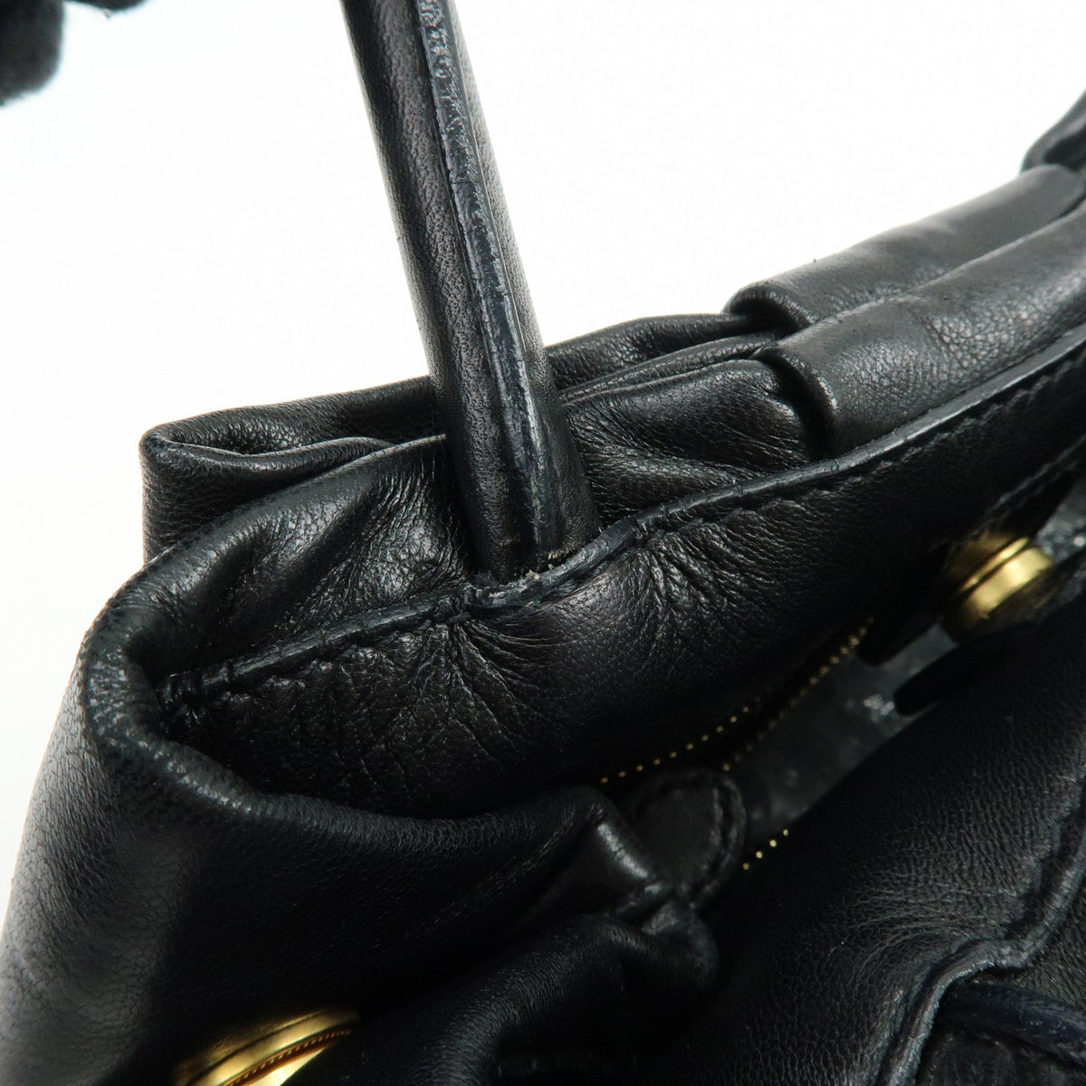 PRADA Nappa Leather Ribbon 2Way Hand Bag Tote Bag Black BN1601