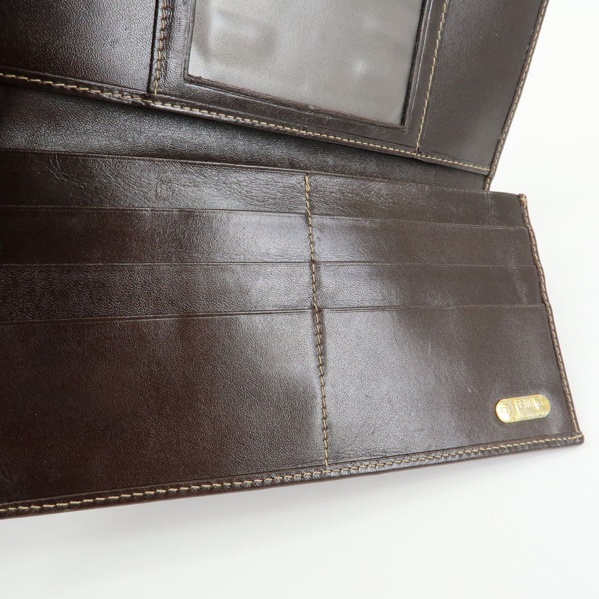 FENDI Zucca Canvas Leather Long Wallet Brown 2804 30806
