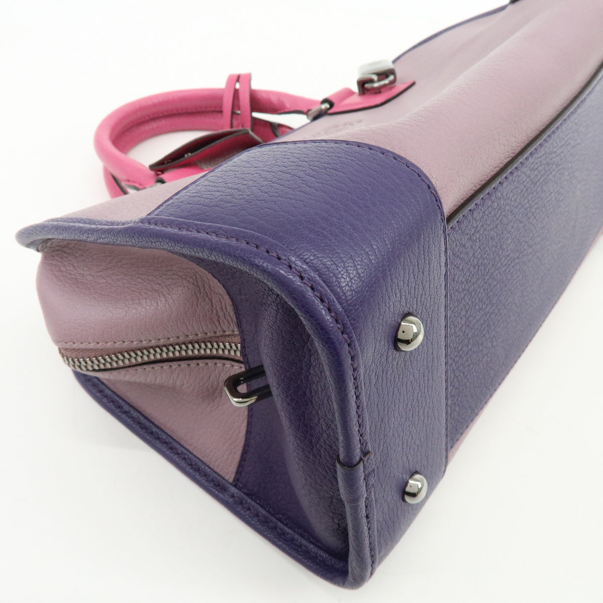 LOEWE Anagram Amazona 28 Leather Hand Bag Tote Bag Purple Pink
