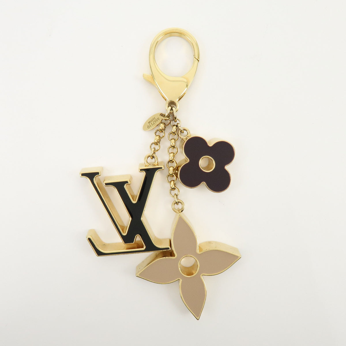 Louis Vuitton Fleur de Monogram Key Chain Bag Charm Gold M67119
