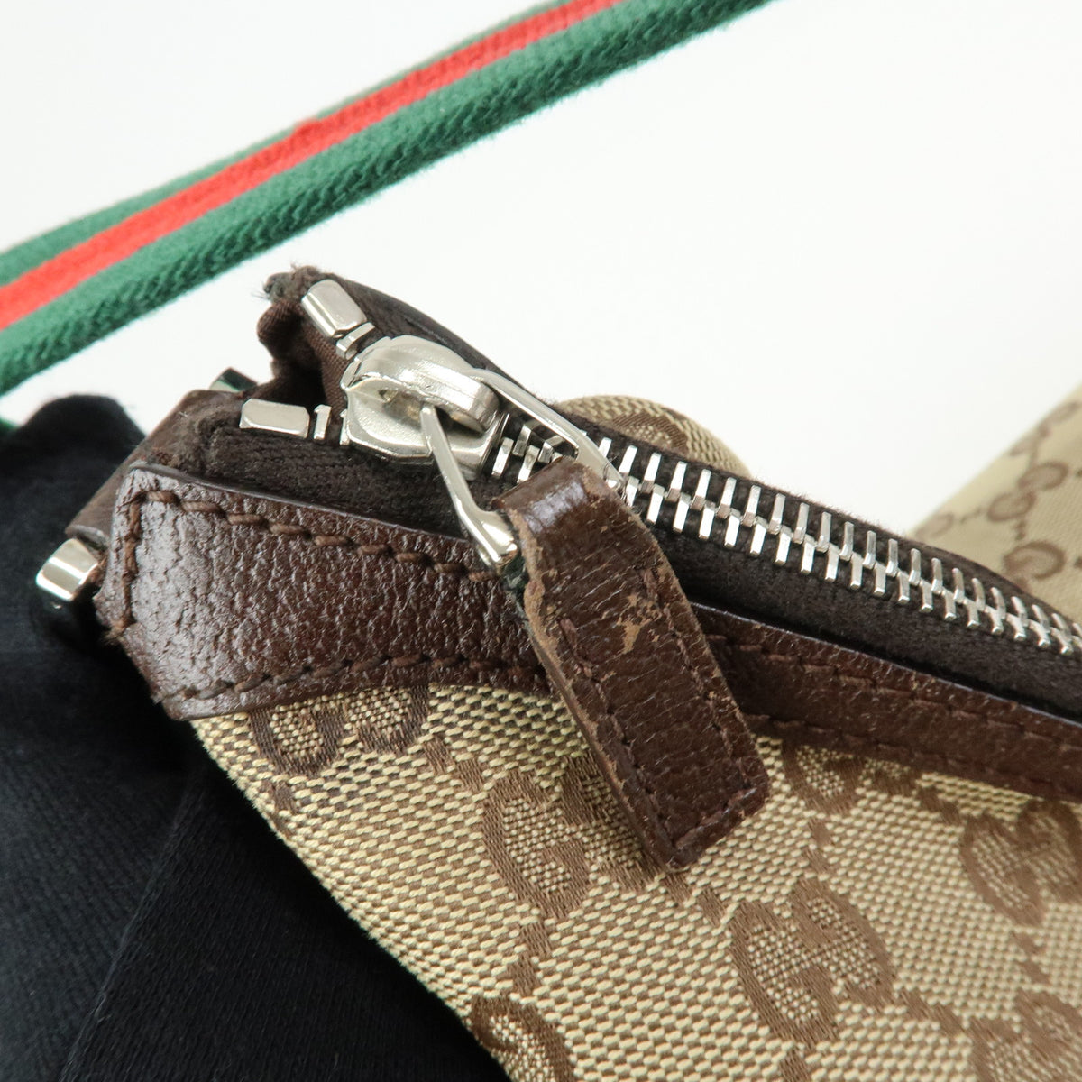 GUCCI Sherry GG Canvas Leather Shoulder Bag Hand Bag Beige Brown 146243