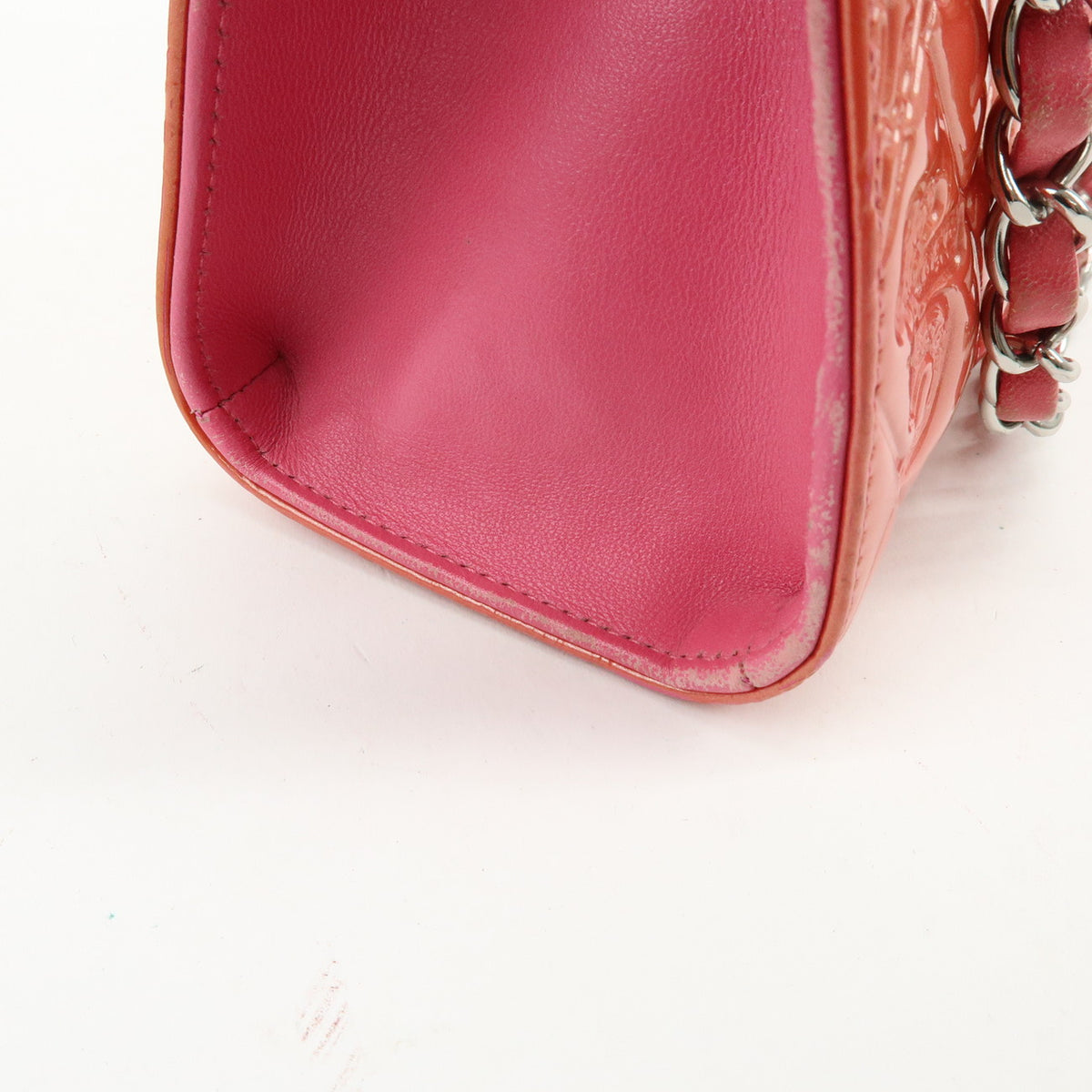 CHANEL Icon Line Patent Leather Chain Shoulder Bag Pink A37156