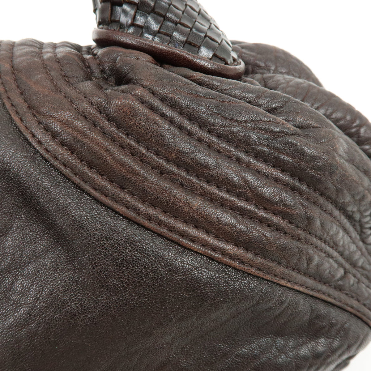 FENDI Zucca Mini Spy Bag Leather Hand Bag Dark Brown 8BL078