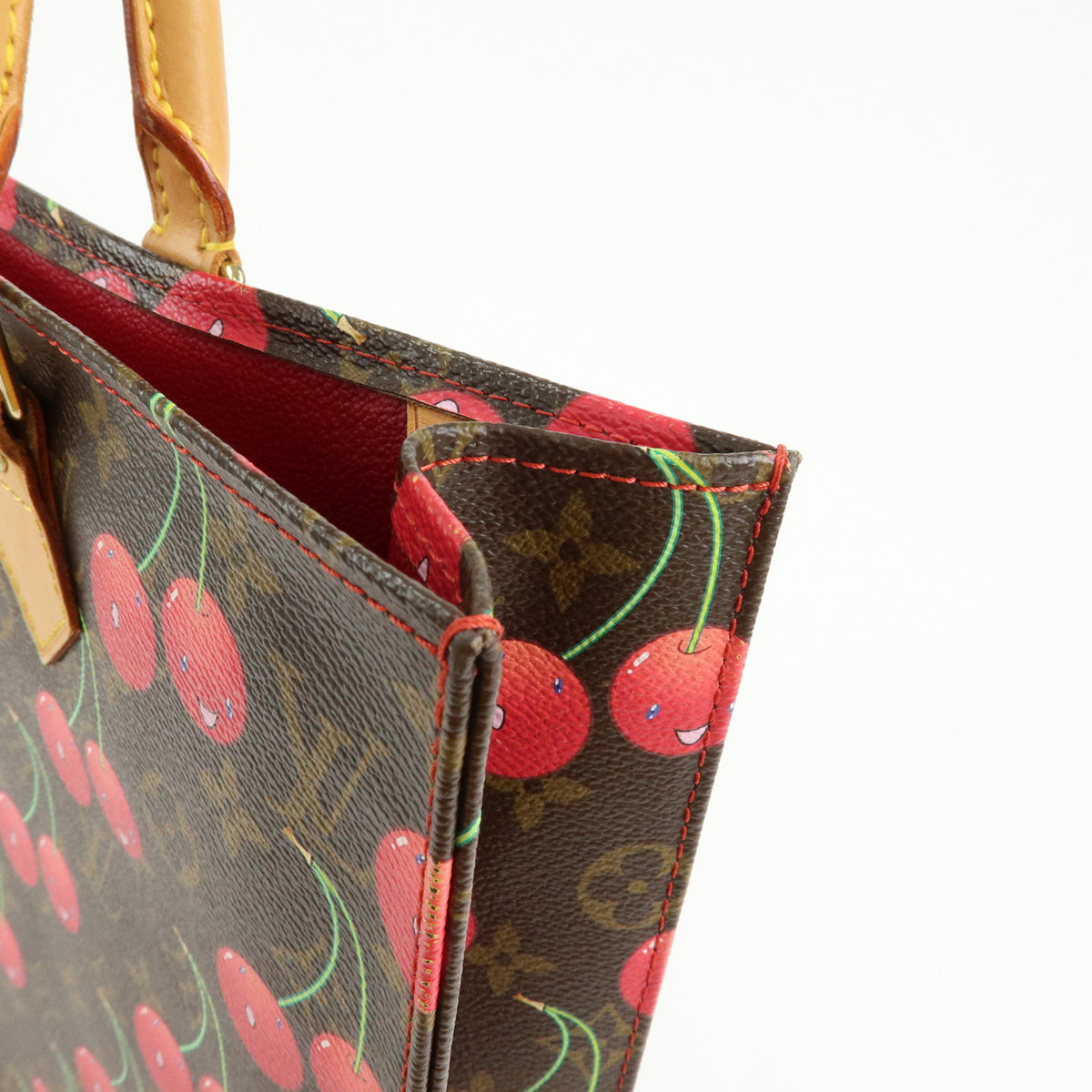Louis Vuitton Monogram Cherry Sac Plat Tote Bag Brown Cherry M95010