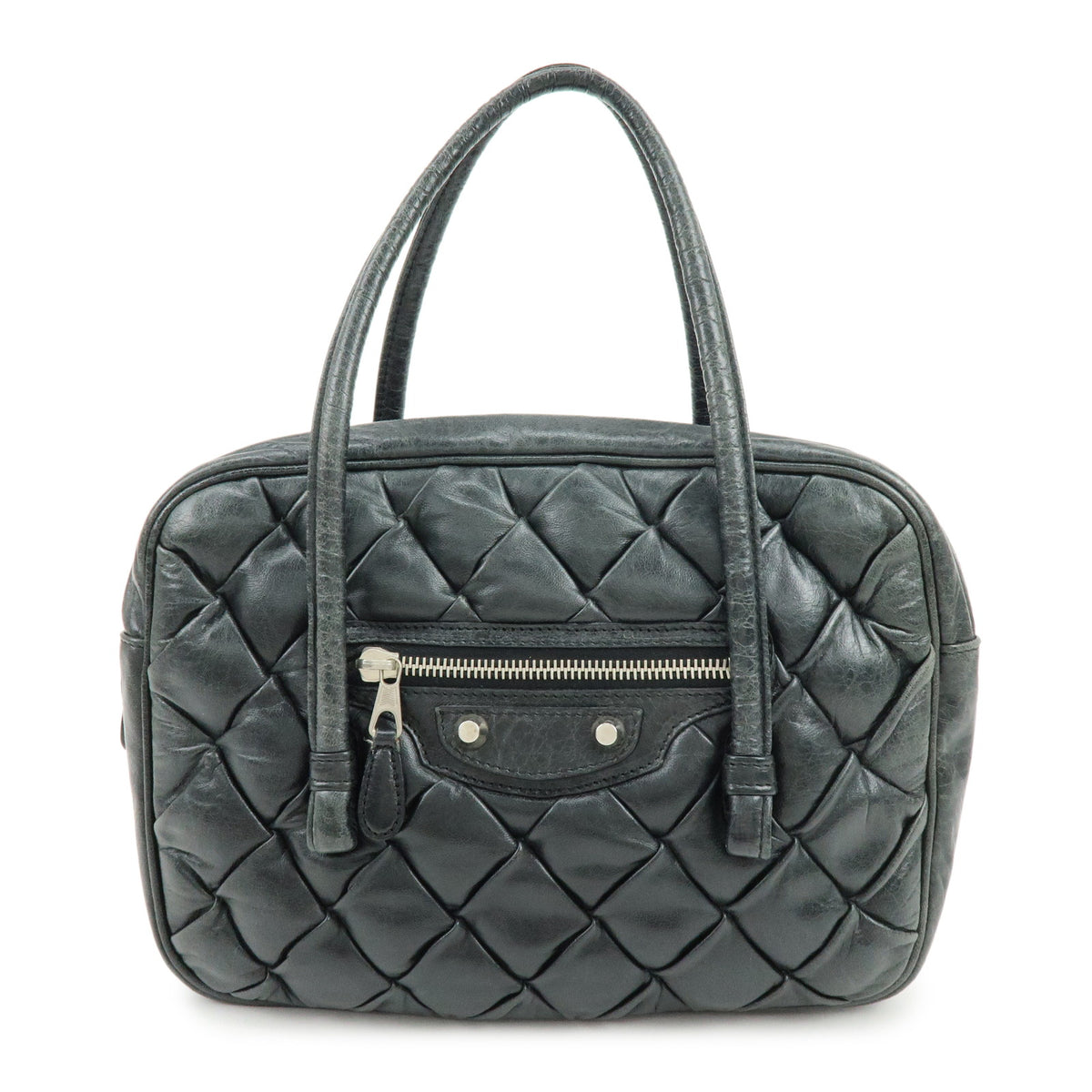 BALENCIAGA The Matelasse Leather Hand Bag Mini Boston Bag 182089
