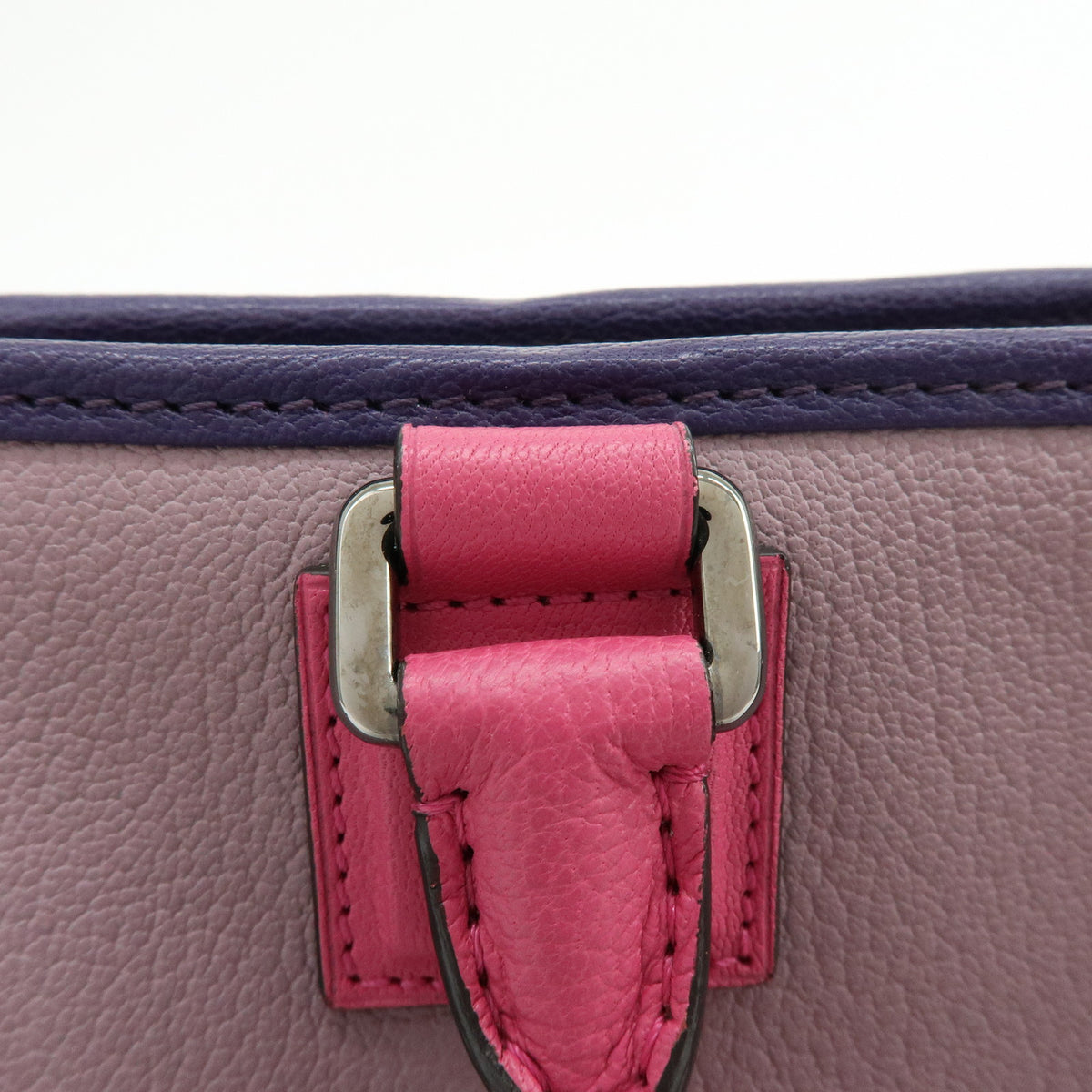 LOEWE Anagram Amazona 28 Leather Hand Bag Tote Bag Purple Pink