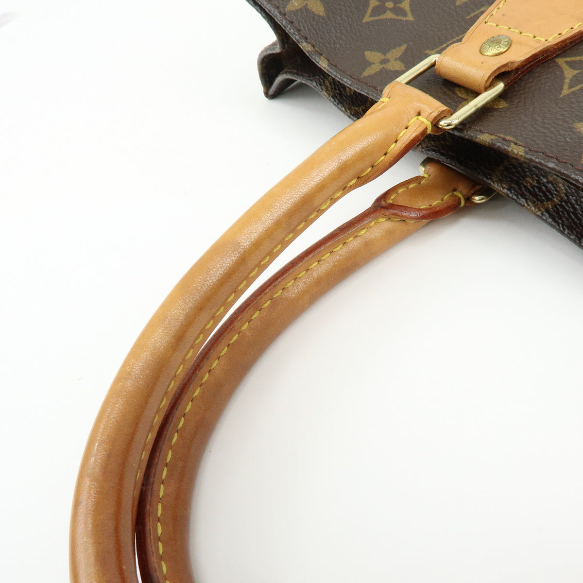 Louis Vuitton Monogram Sac Plat Leather Tote Bag Hand Bag Brown M51140