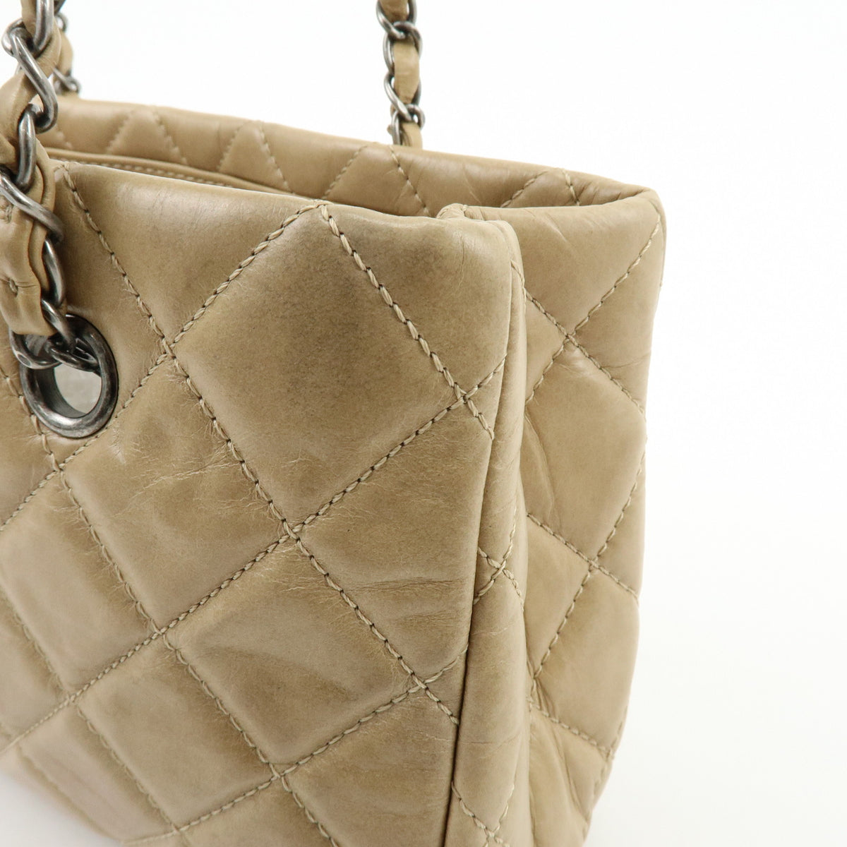 CHANEL COCO Mark Matelasse Chain Shoulder Bag Tote Bag Beige Silver