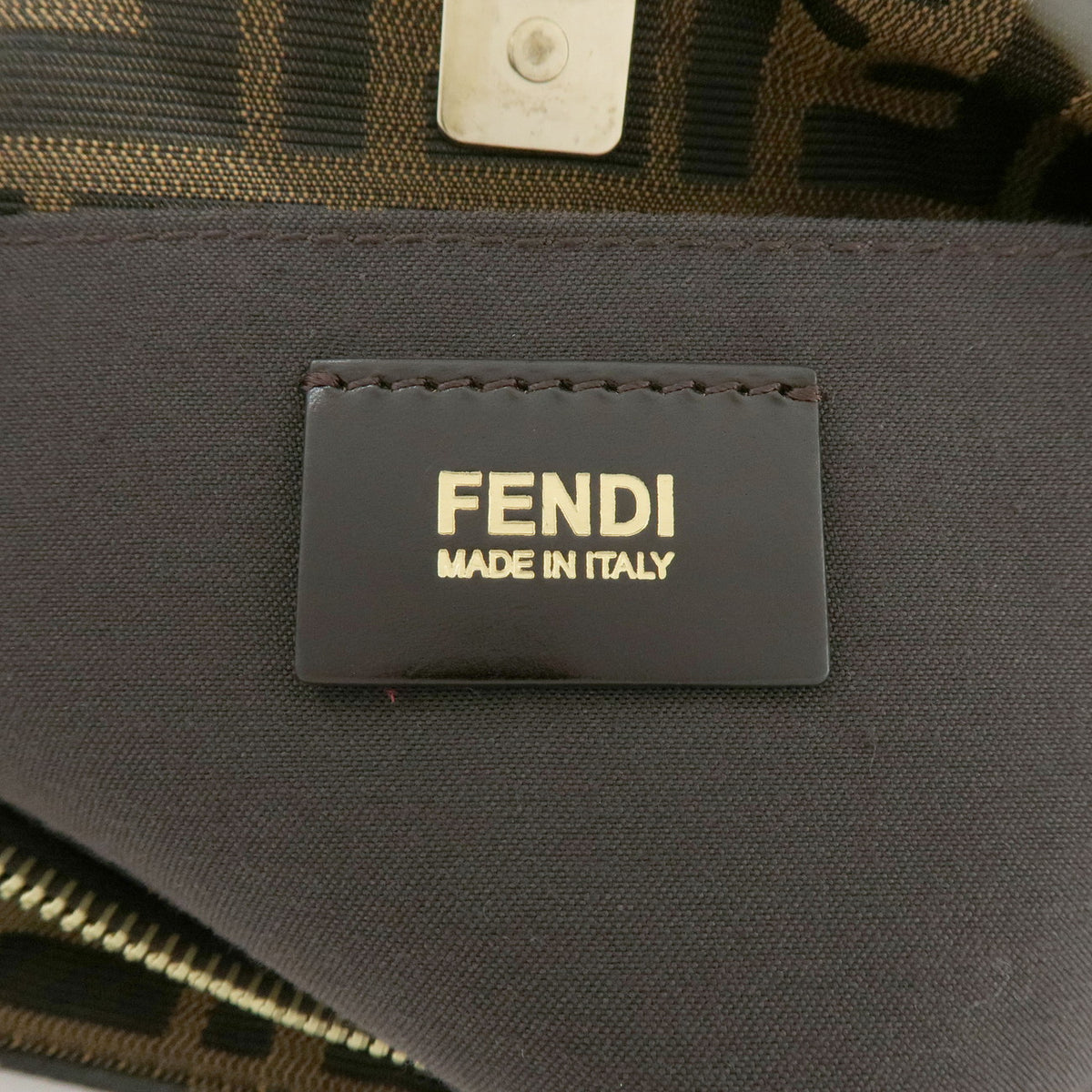 FENDI Zucca Jacquard Canvas Leather Shoulder Bag Brown Black 8BR652