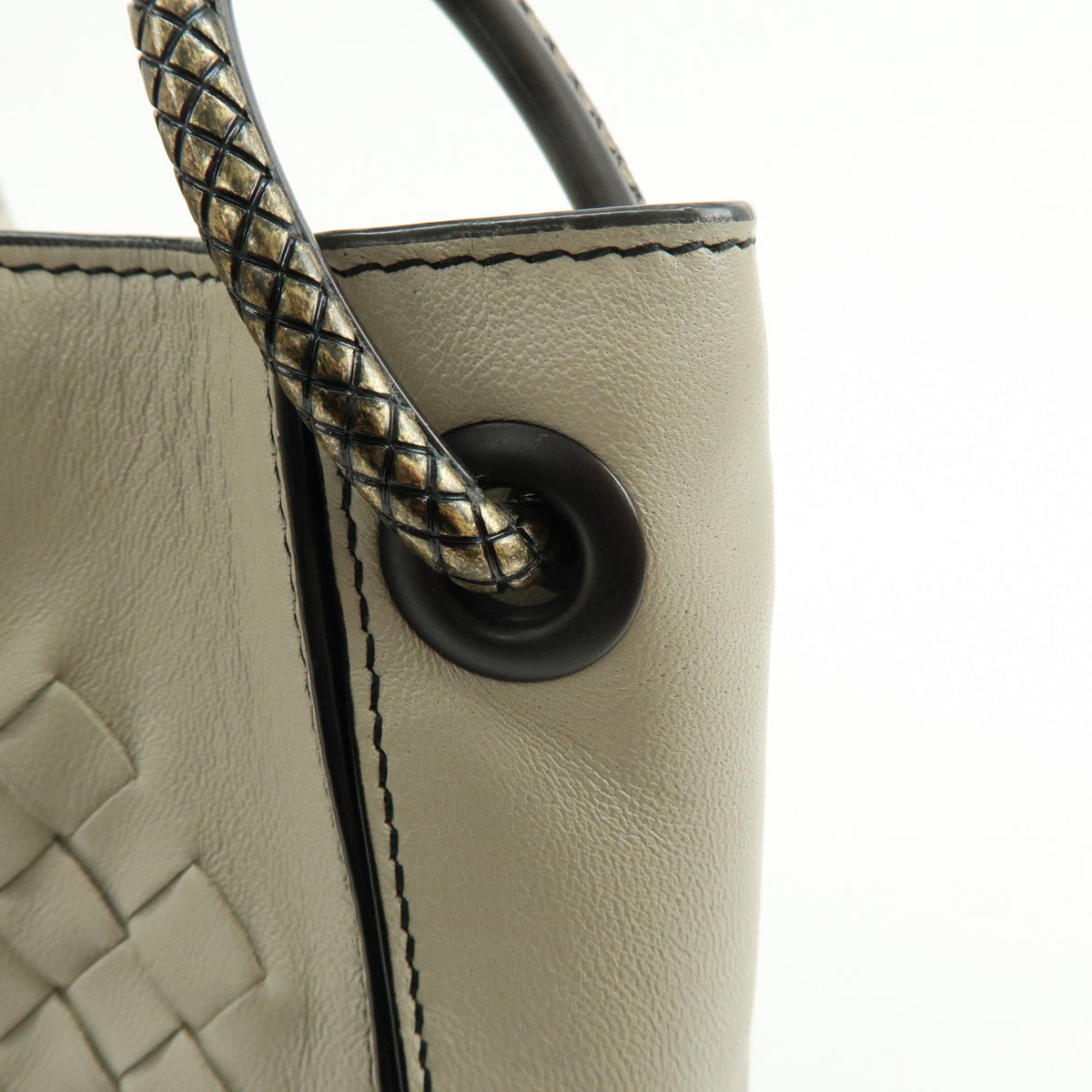 BOTTEGA VENETA Intrecciato Nappa Leather Shoulder Bag Ivory 118965