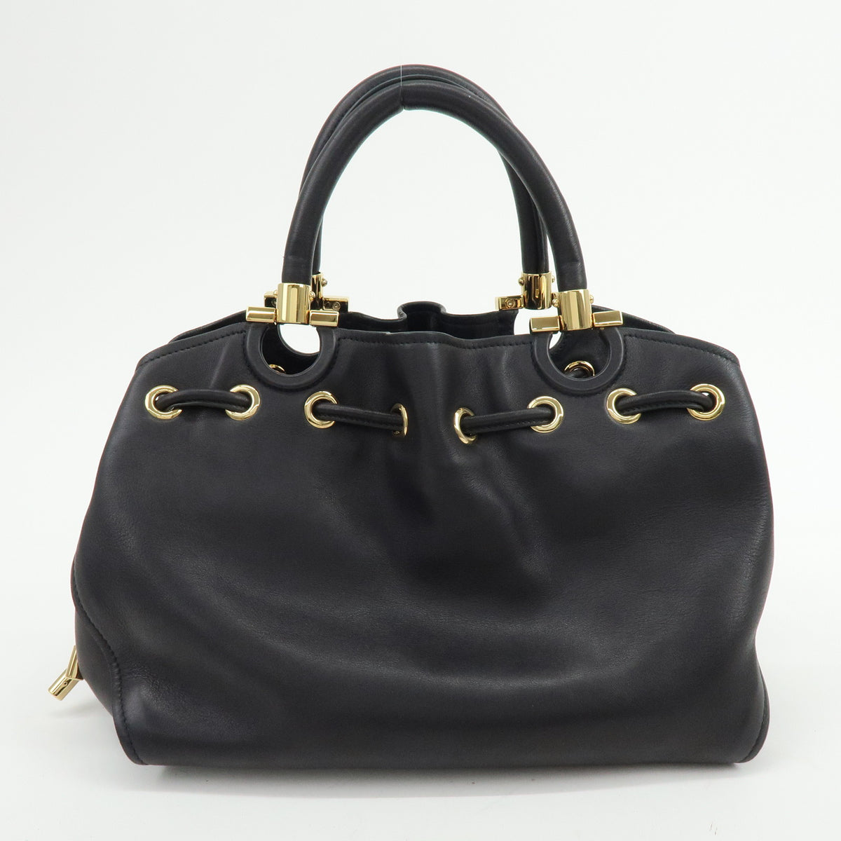 Ferragamo Sonia Leather 2Way Bag Hand Bag Shoulder Bag Black
