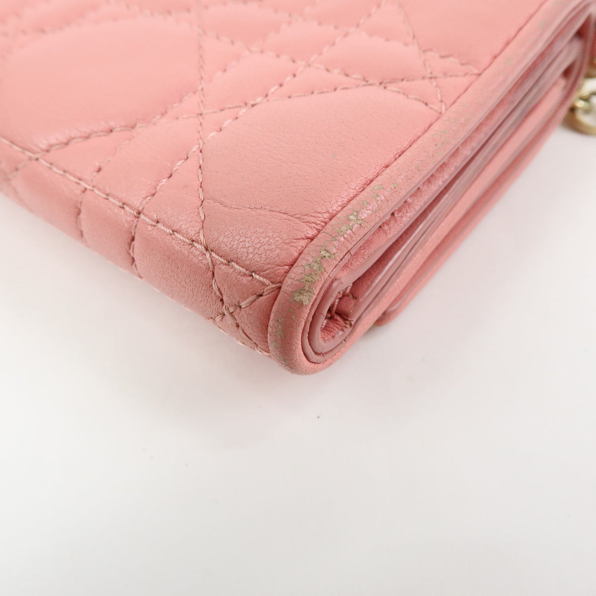 Christian Dior Lady Dior Lotus Cannage Leather Tri-fold Compact Wallet