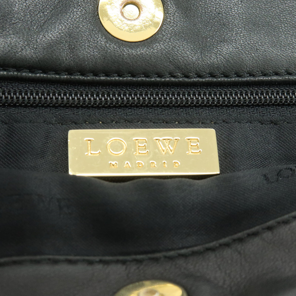 LOEWE Logo Nappa Leather Flat Shoulder Bag Crossbody Bag Black