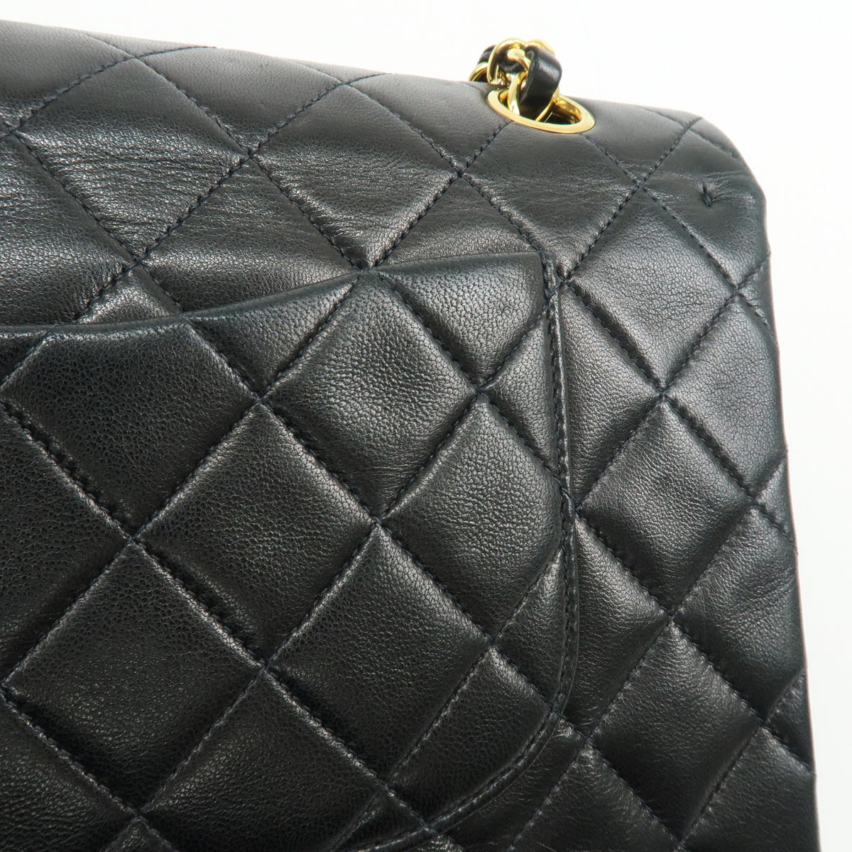 CHANEL Matelasse 25 Double Flap Chain Shoulder Bag Black A01112