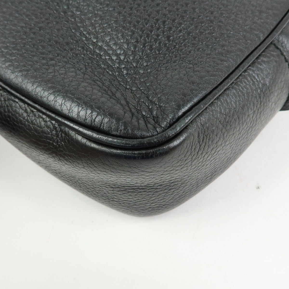GUCCI Interlocking G SOHO Leather Shoulder Bag Fringe Black 308364