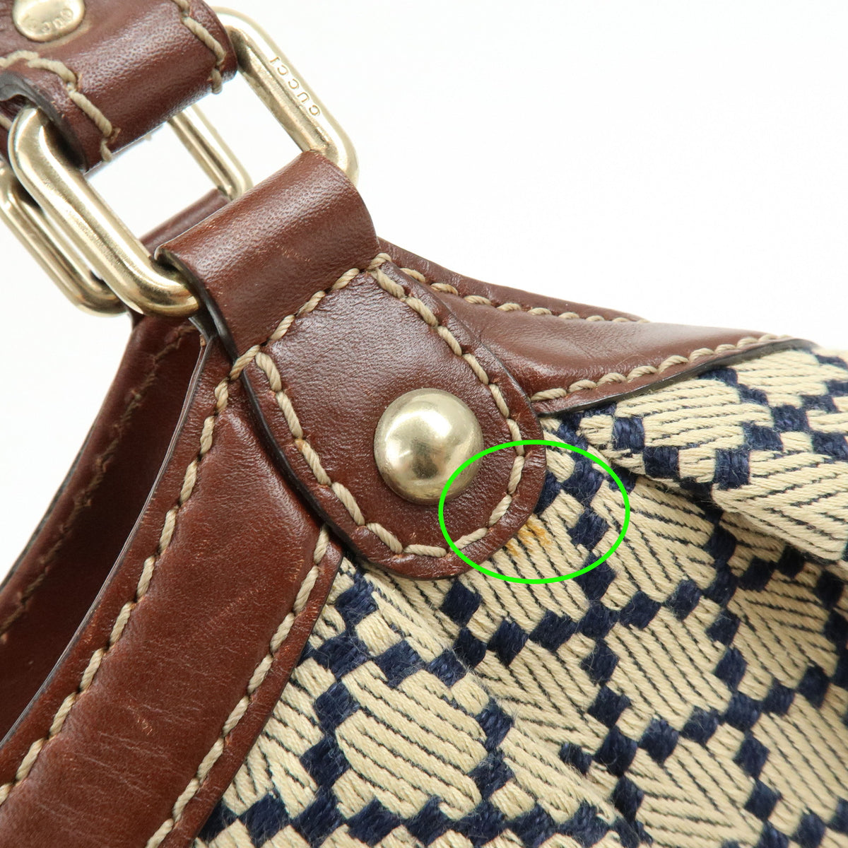 GUCCI Sukey Diamante Interlocking G GG Canvas Leather Hand Bag 211944