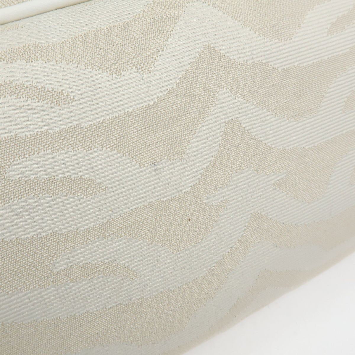 FENDI Canvas Leather Zebra Pattern Tote Bag Hand Bag Beige White 8BH115