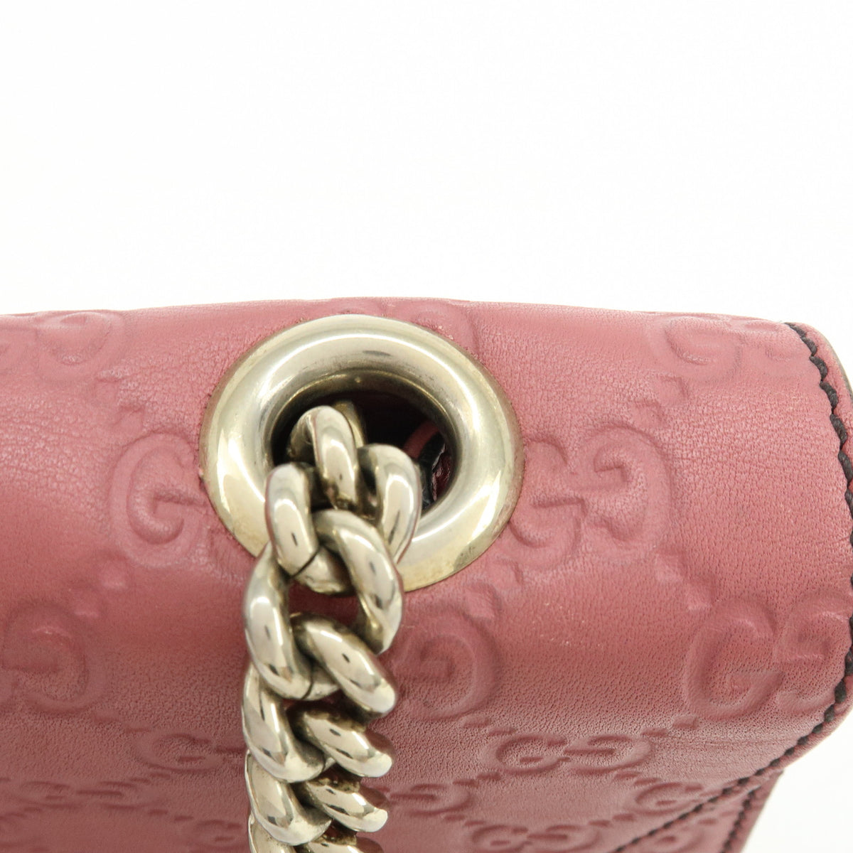 GUCCI Horsebit Guccissima Leather Chain Shoulder Hand Bag Pink 295402