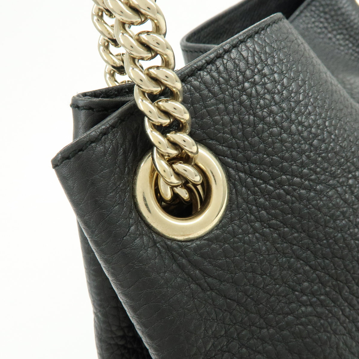 GUCCI SOHO Interlocking G Leather Chain Shoulder Bag Black 308982