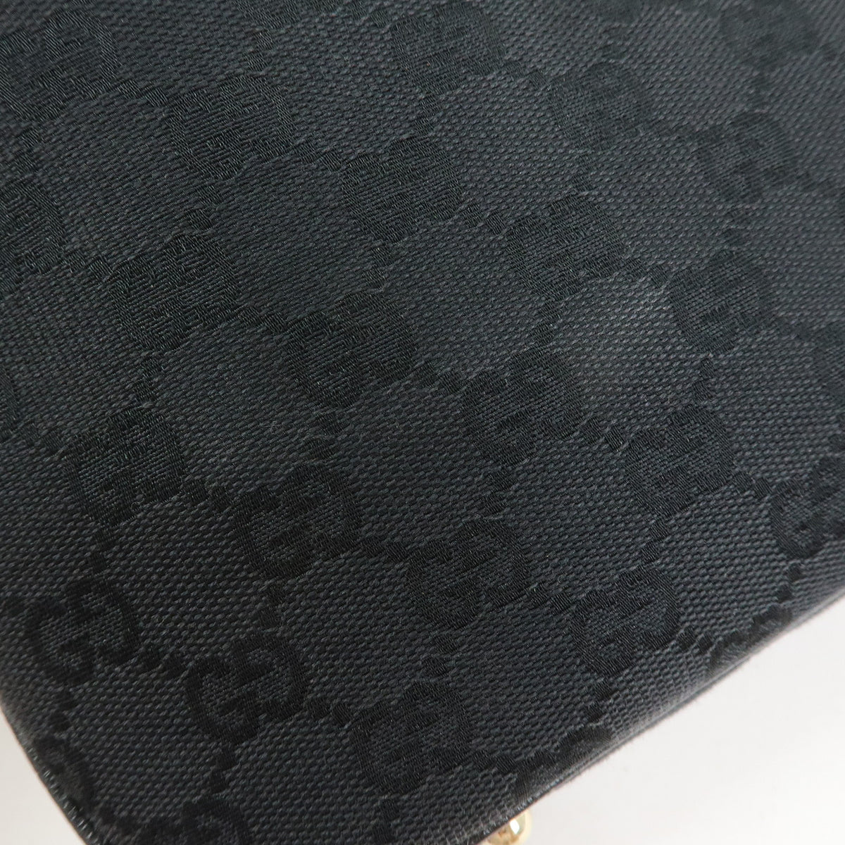 GUCCI Bamboo GG Canvas Leather Hand Bag Black 137378
