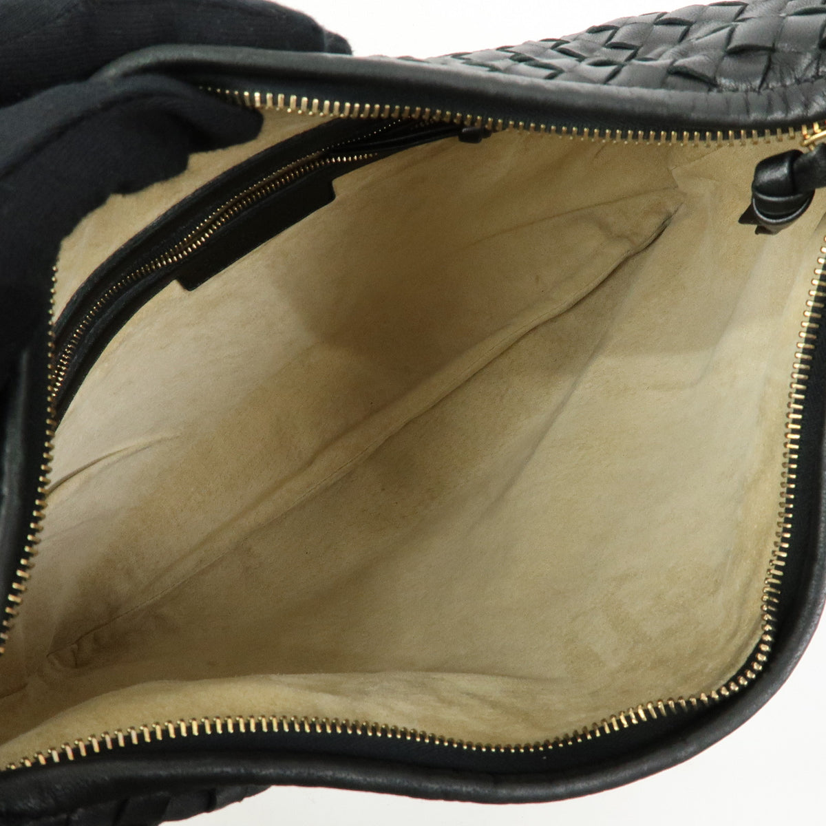 BOTTEGA VENETA Hobo Intrecciato Leather Shoulder Bag Black 115653
