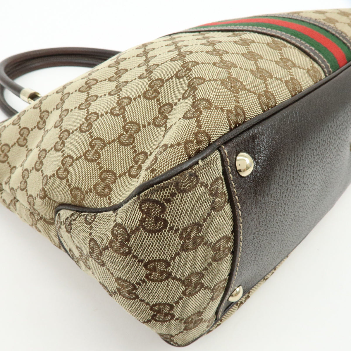 GUCCI Sherry GG Canvas Leather Tote Bag Shoulder Bag Beige Brown 162160