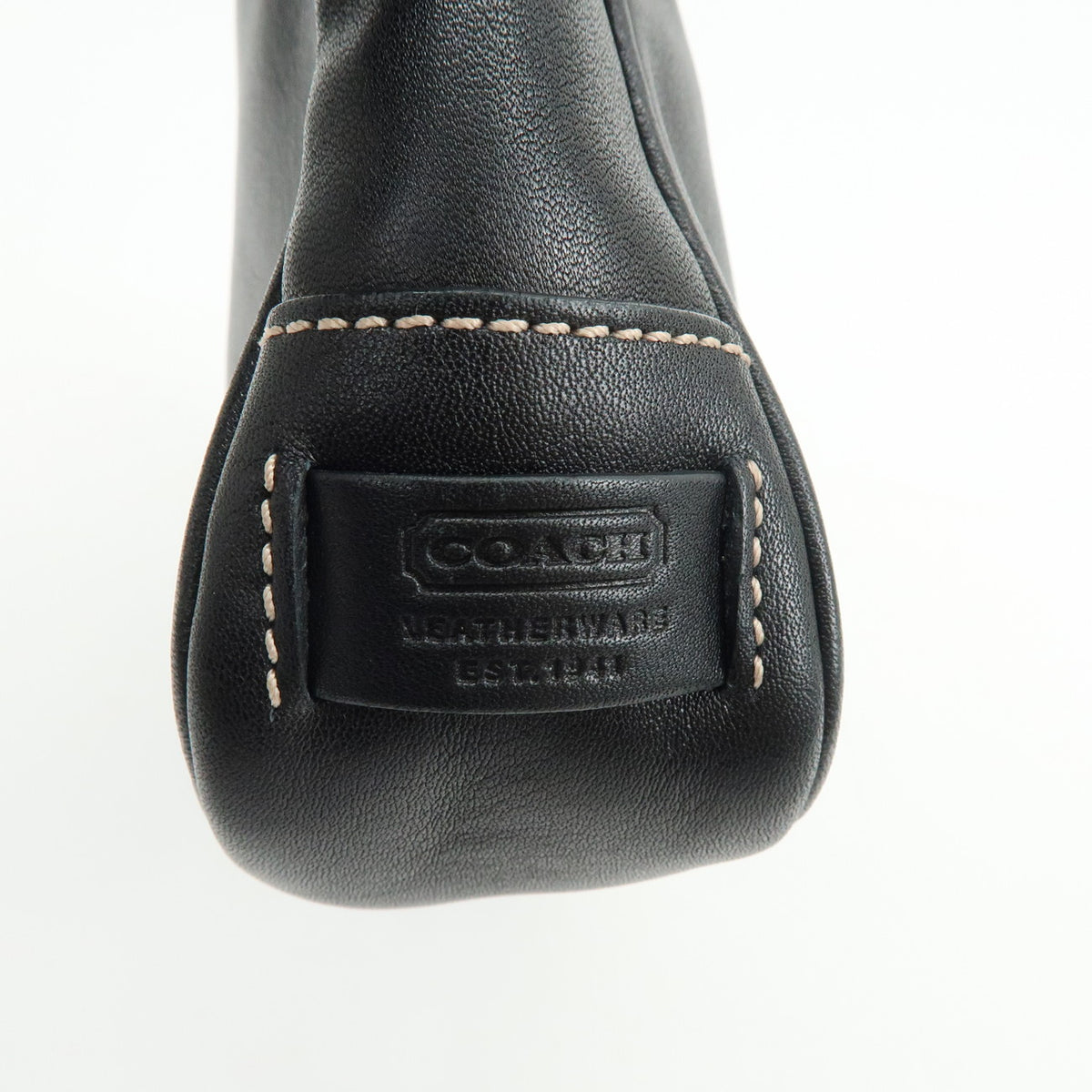 COACH Logo Leather Shoulder Bag Hand Bag Black 7789