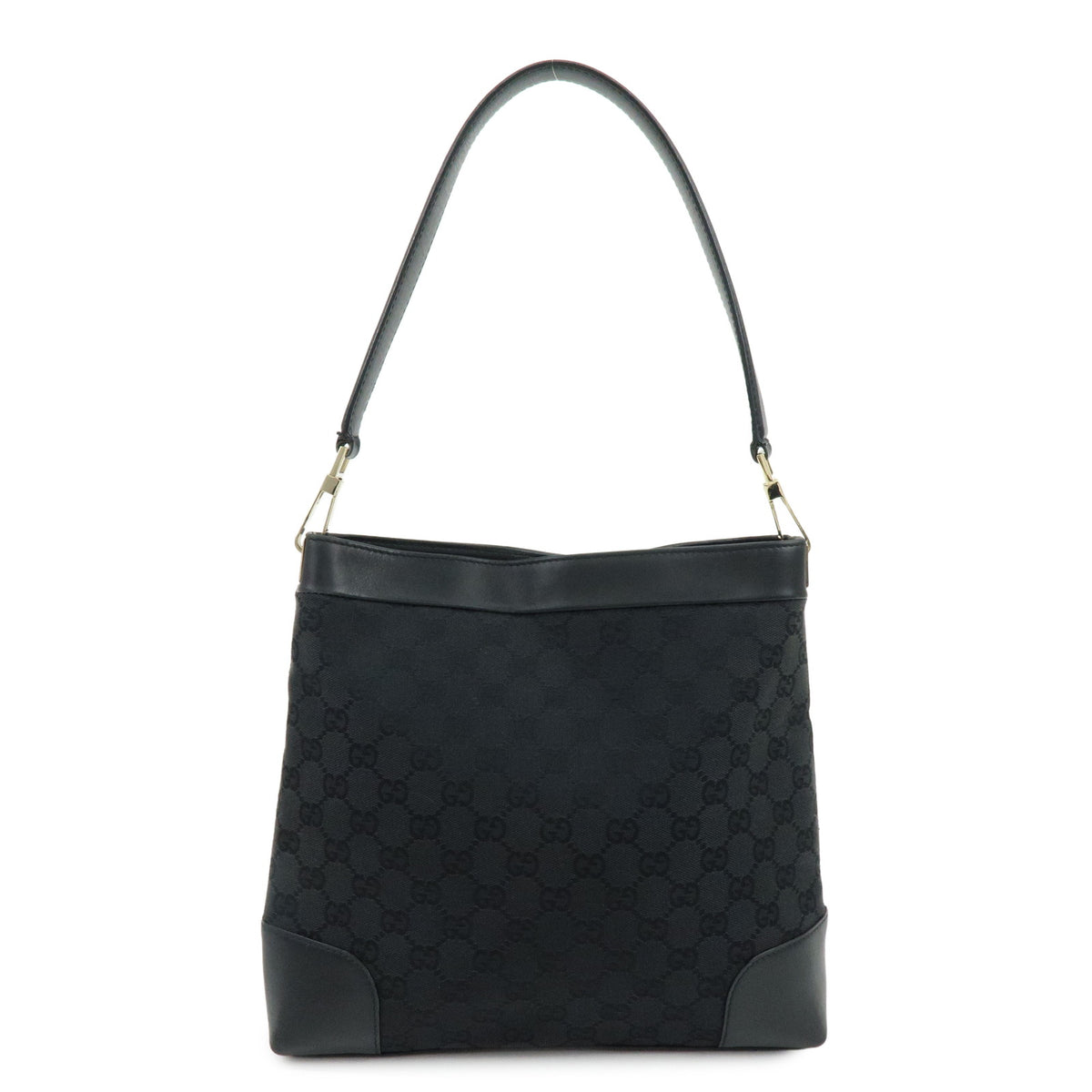 GUCCI GG Canvas Leather Shoulder Bag Hand Bag Black 33900