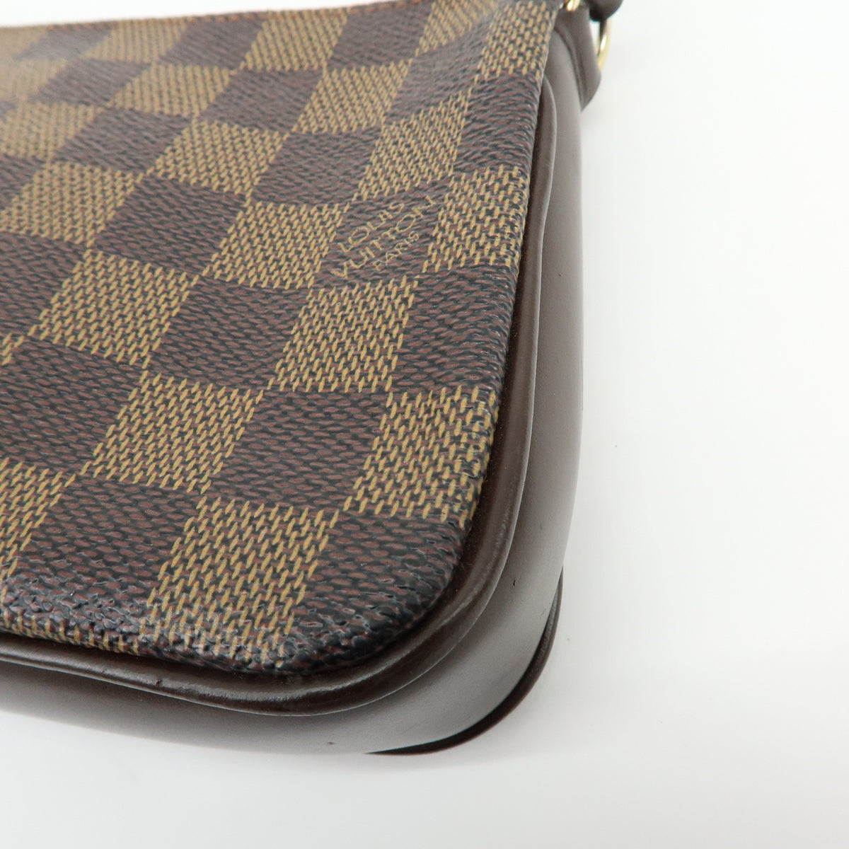 Louis Vuitton Damier Ebene Navona Leather Hand Bag Pouch Brown N51983