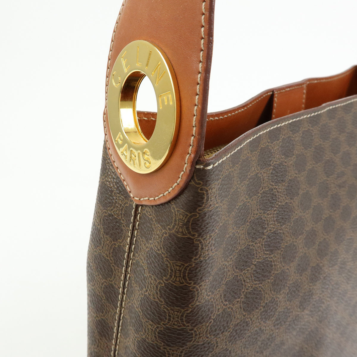 CELINE Macadam PVC Leather Shoulder Bag Hand Bag Brown