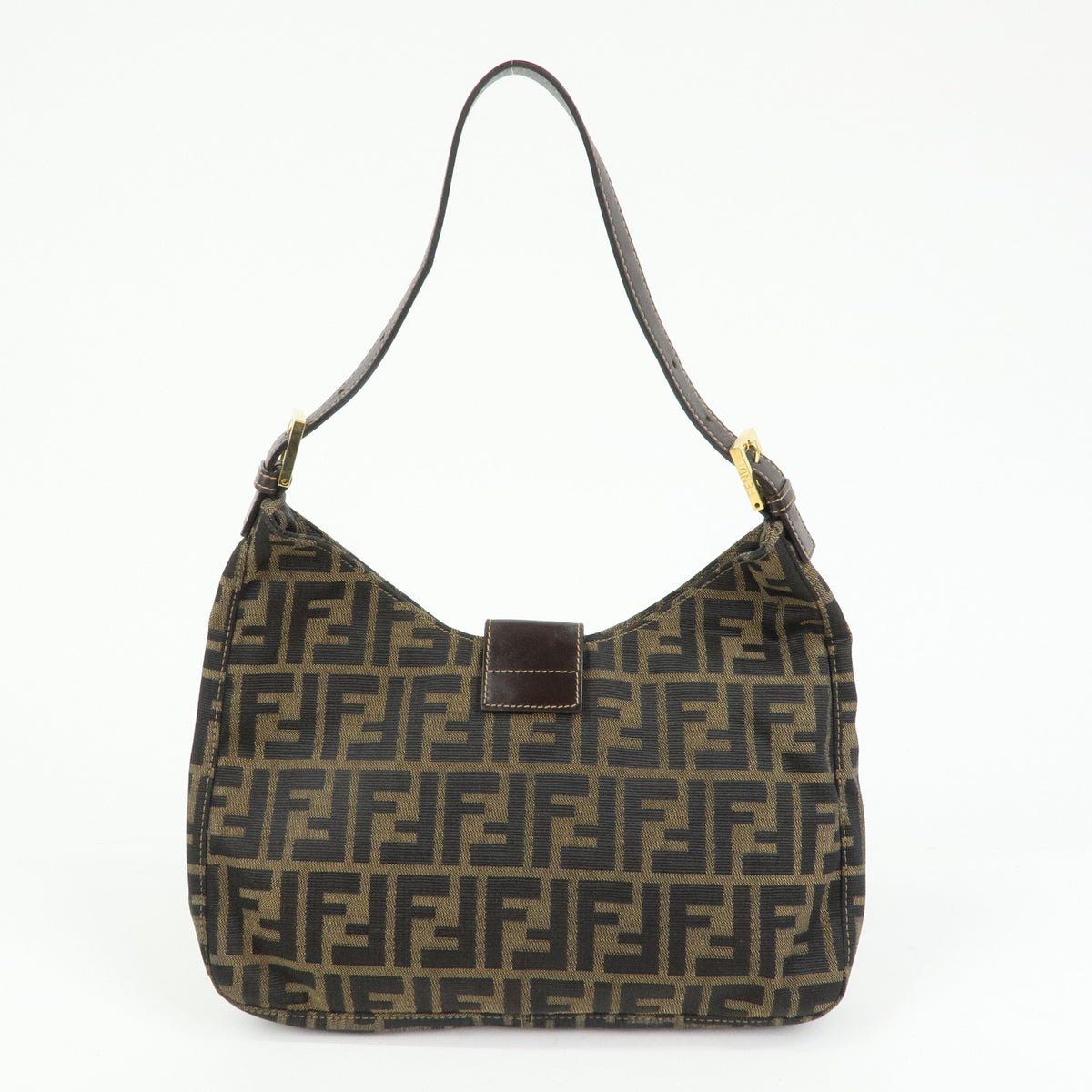FENDI Zucca Canvas Leather Shoulder Bag Hand Bag Brown 26569