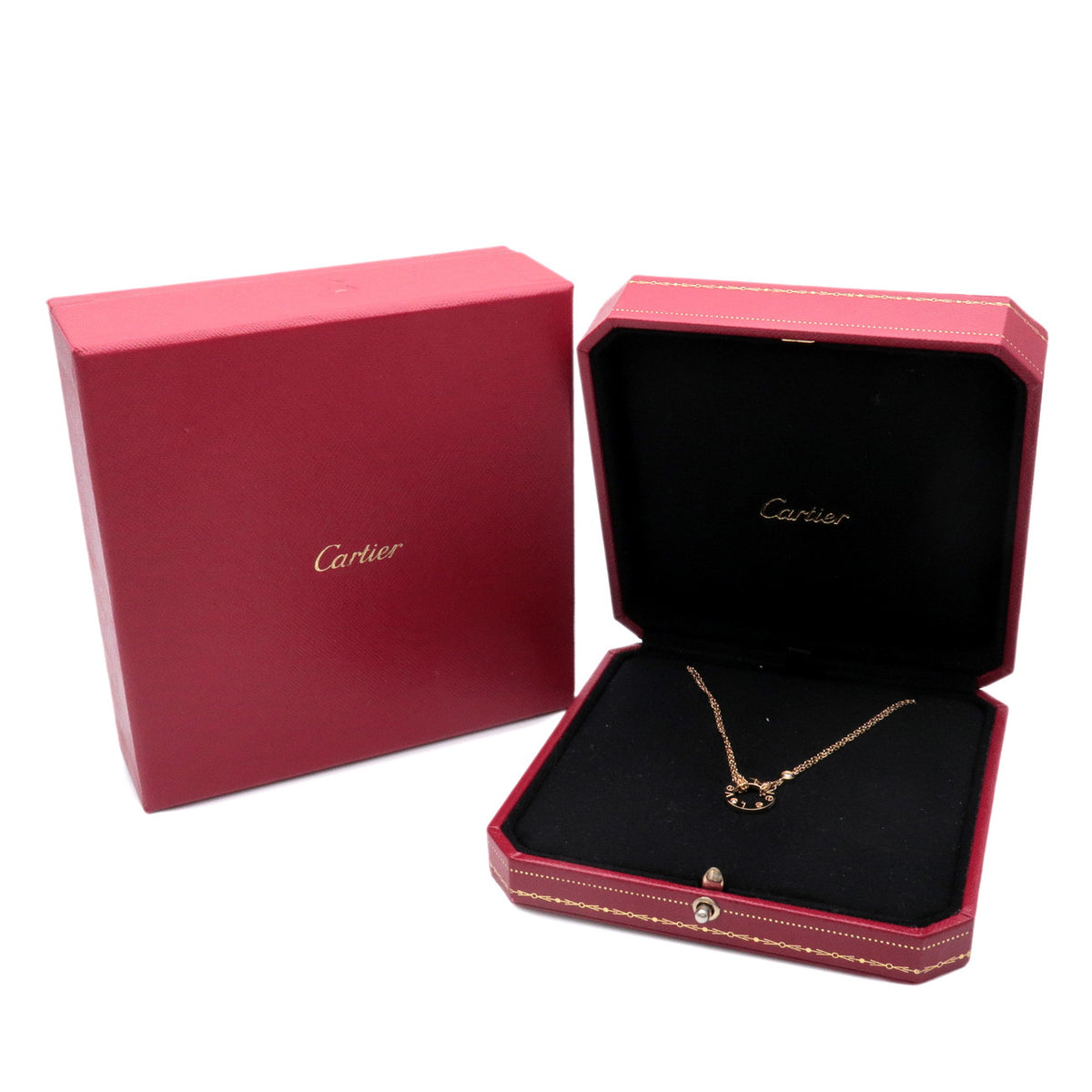 Cartier Love Circle 2P Diamond Necklace K18 750YG Yellow Gold