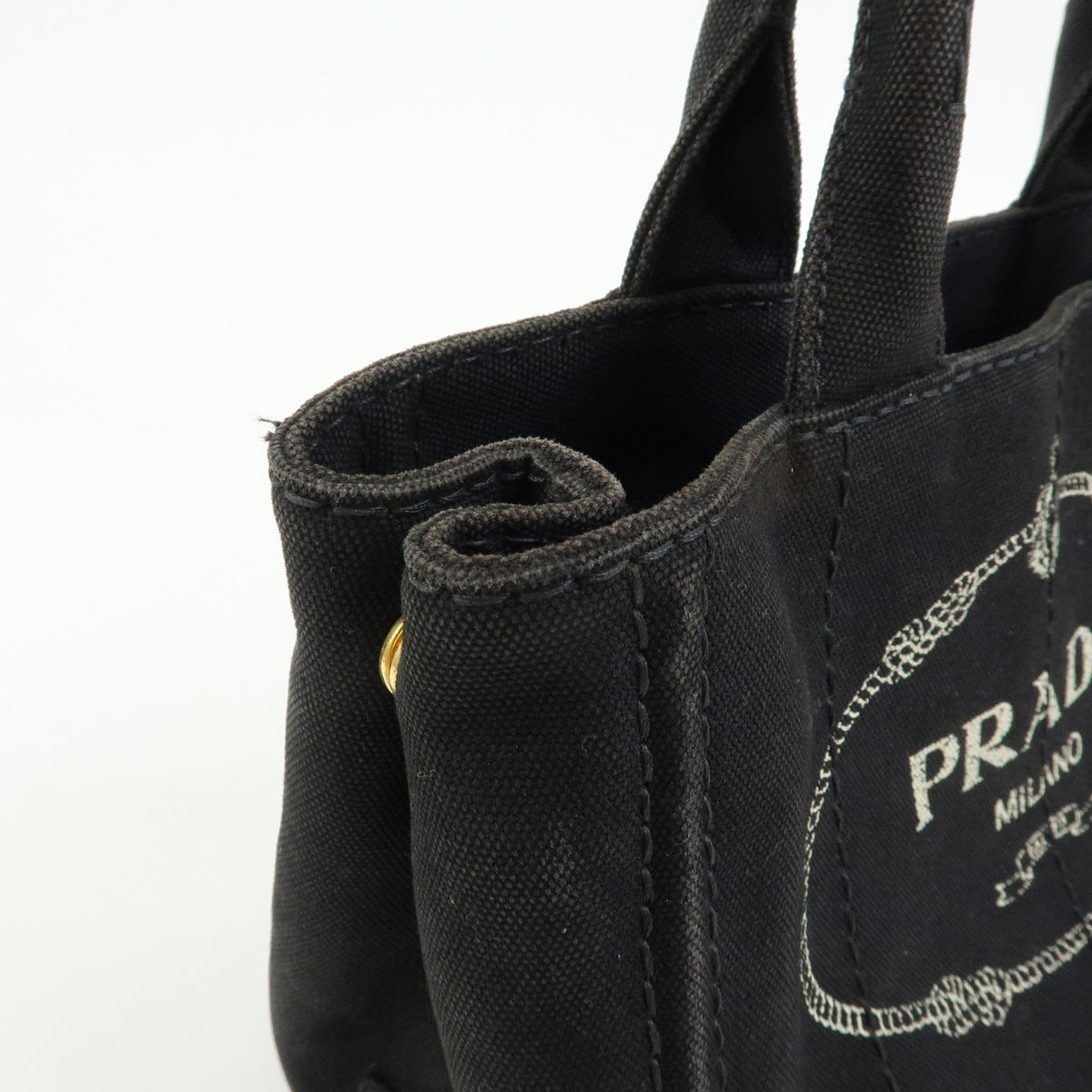 PRADA Triangle Logo Canapa Mini 2Way Bag Hand Shoulder Bag Black B2439G