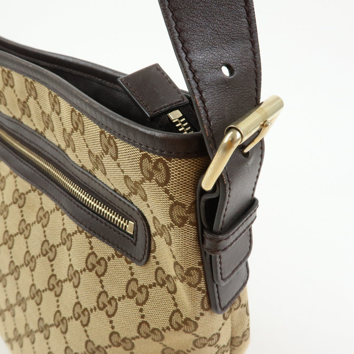 GUCCI Canvas Leather Shoulder Bag Crossbody Bag Beige Brown 388930