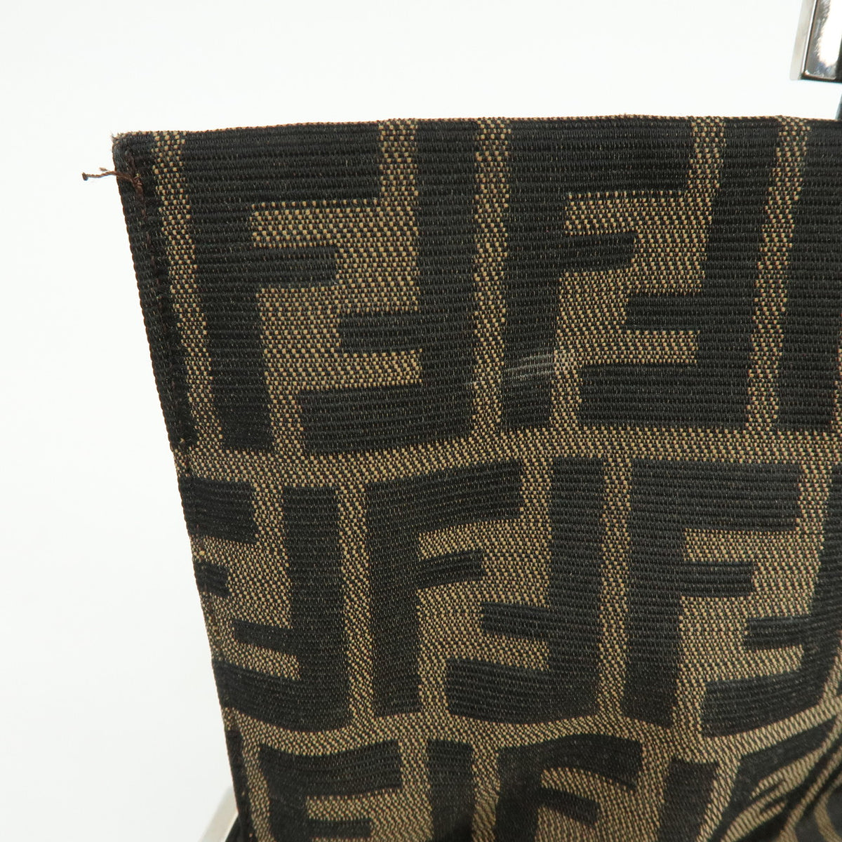 FENDI Mamma Baguette Zucca Canvas Leather Shoulder Bag Brown 26325