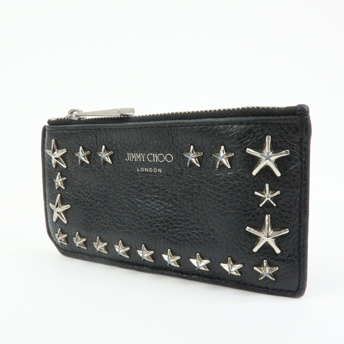 JIMMY CHOO Star Studs Leather Coin Case Card Case Black