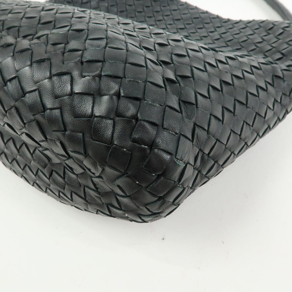 BOTTEGA VENETA Intrecciato Leather Bucket Bag Hand Bag Black 255690