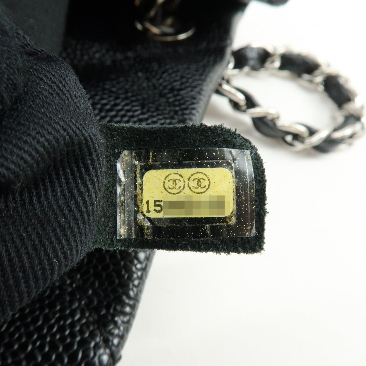 CHANEL COCO Mark Caviarskin Chain Shoulder Bag Black Silver