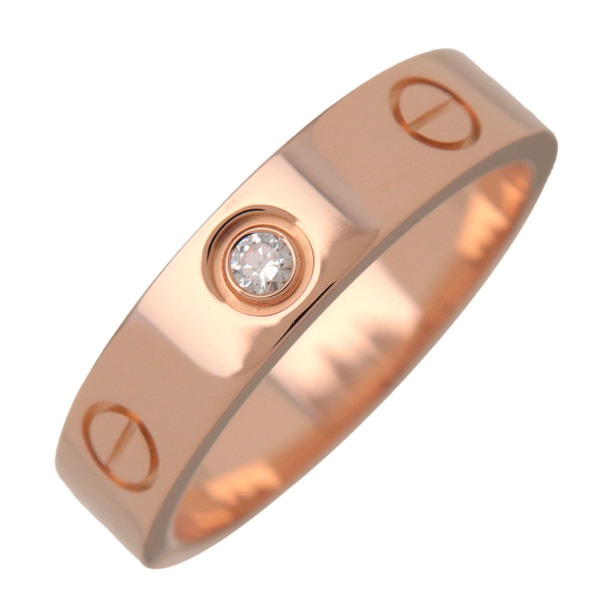 Cartier Mini Love 1P Diamond Ring K18 750PG Rose Gold #50 US5.25 EU50