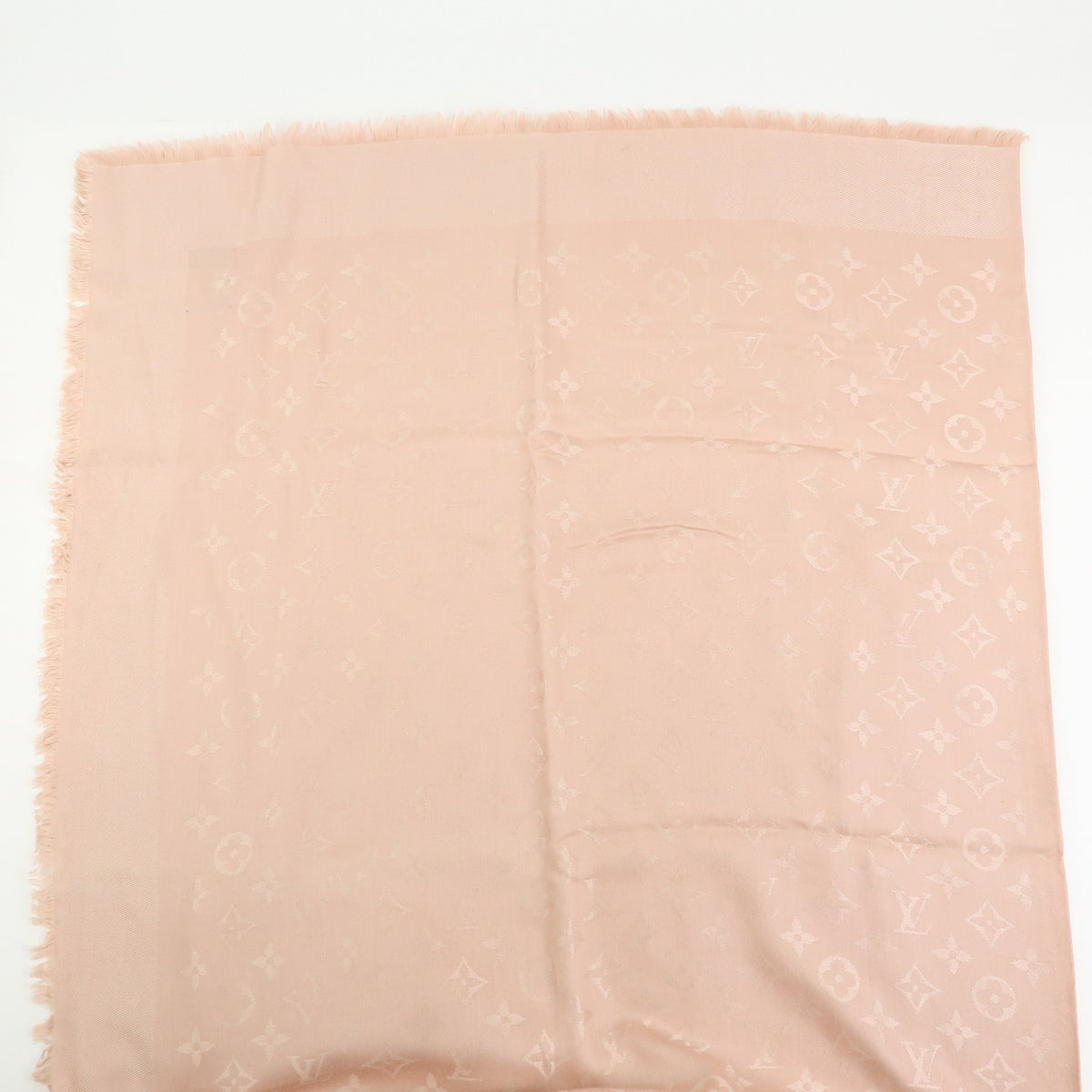 Louis Vuitton Monogram Silk Wool Shawl Scarf Rose Pink M72046