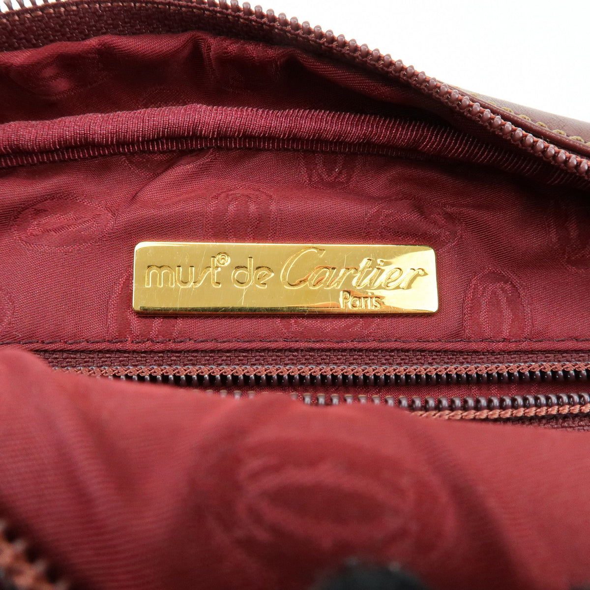 Cartier Must de Cartier Leather Shoulder Bag Bordeaux Wine Red